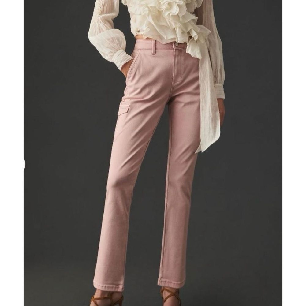Paige Jolie Mid-Rise Straight Leg Utility Cargo Pants Pink Size 31